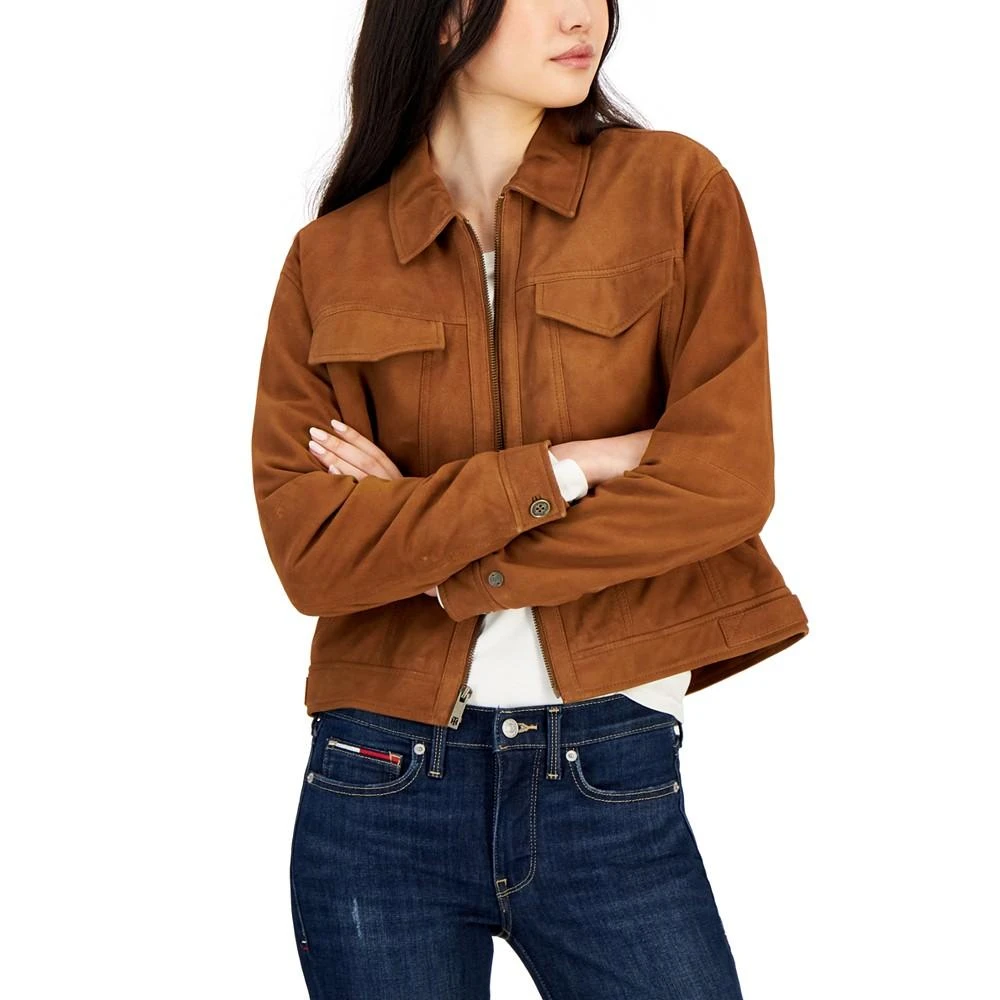 商品Tommy Hilfiger|Women's Suede Zip Trucker Jacket,价格¥1241,第1张图片