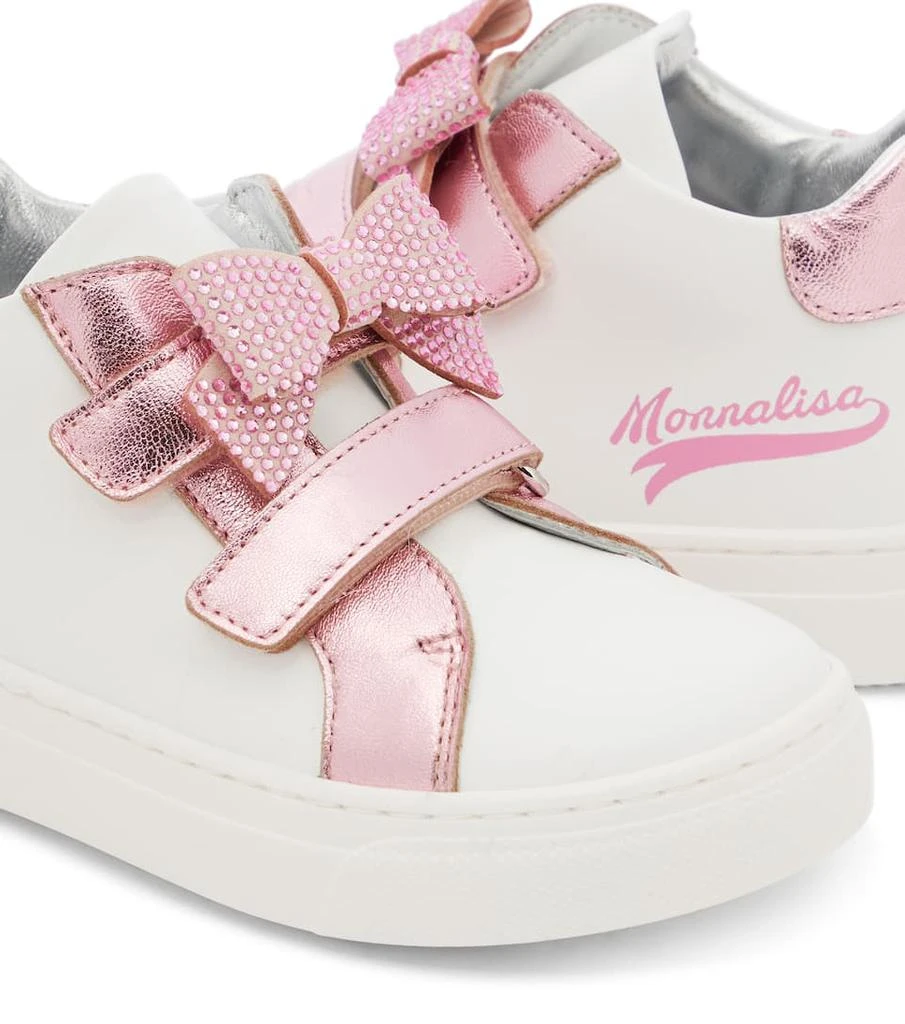 商品MONNALISA|Baby bow-detail leather sneakers,价格¥673,第4张图片详细描述