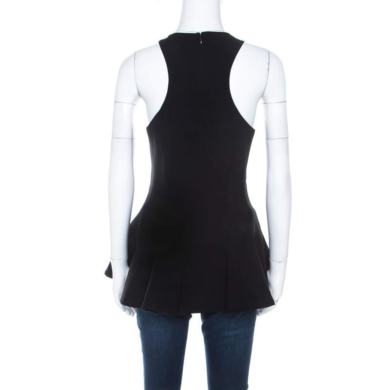 Prabal Gurung Black Wool Peplum Sleeveless Blouse L商品第3张图片规格展示