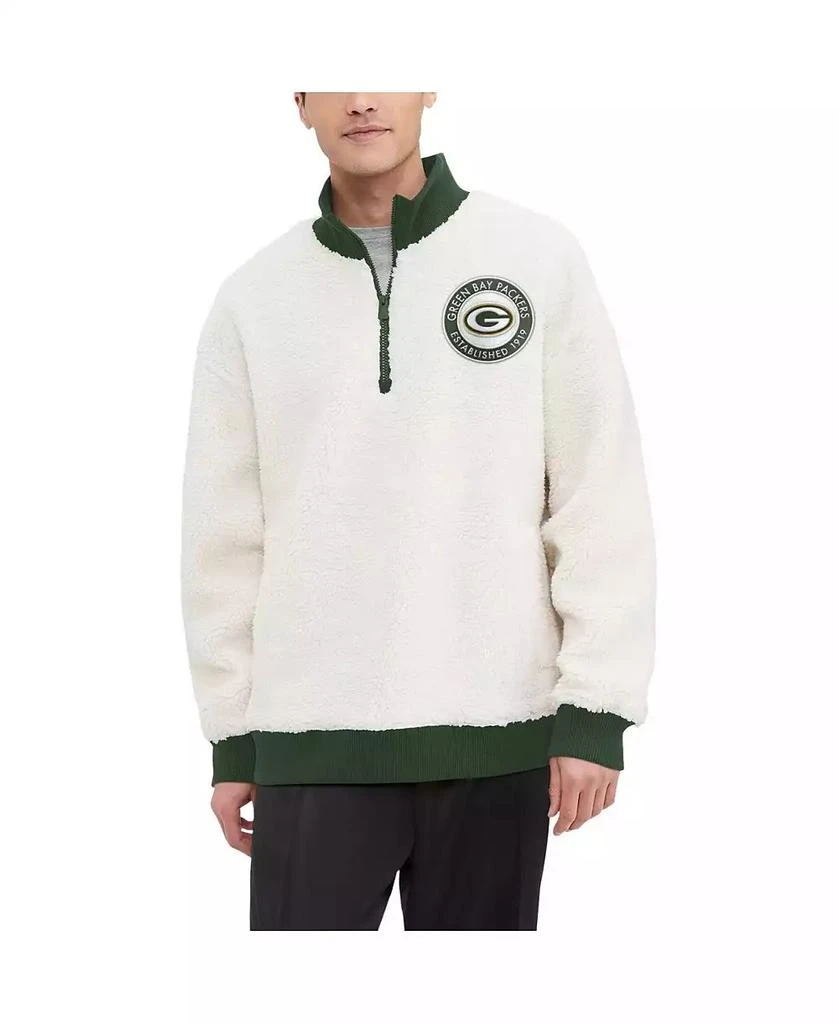 商品Tommy Hilfiger|Men's Cream Green Bay Packers Jordan Sherpa Quarter-Zip Sweatshirt,价格¥674,第1张图片