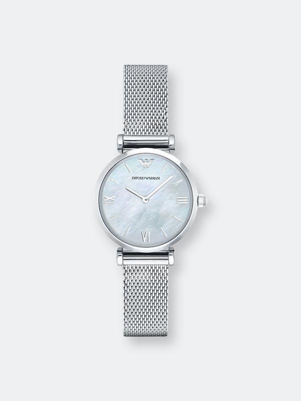 商品Emporio Armani|Emporio Armani Women's Gianni T-Bar AR1955 Silver Stainless-Steel Japanese Quartz Fashion Watch ONE SIZE,价格¥2181,第1张图片