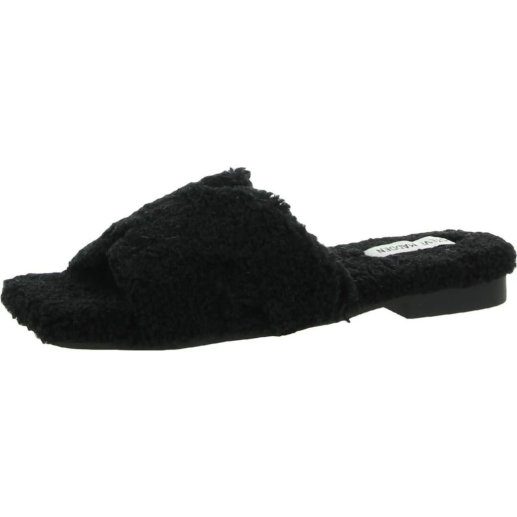 商品Steve Madden|Steve Madden Womens Seek Faux Fur Square Toe Slide Slippers,价格¥92,第2张图片详细描述