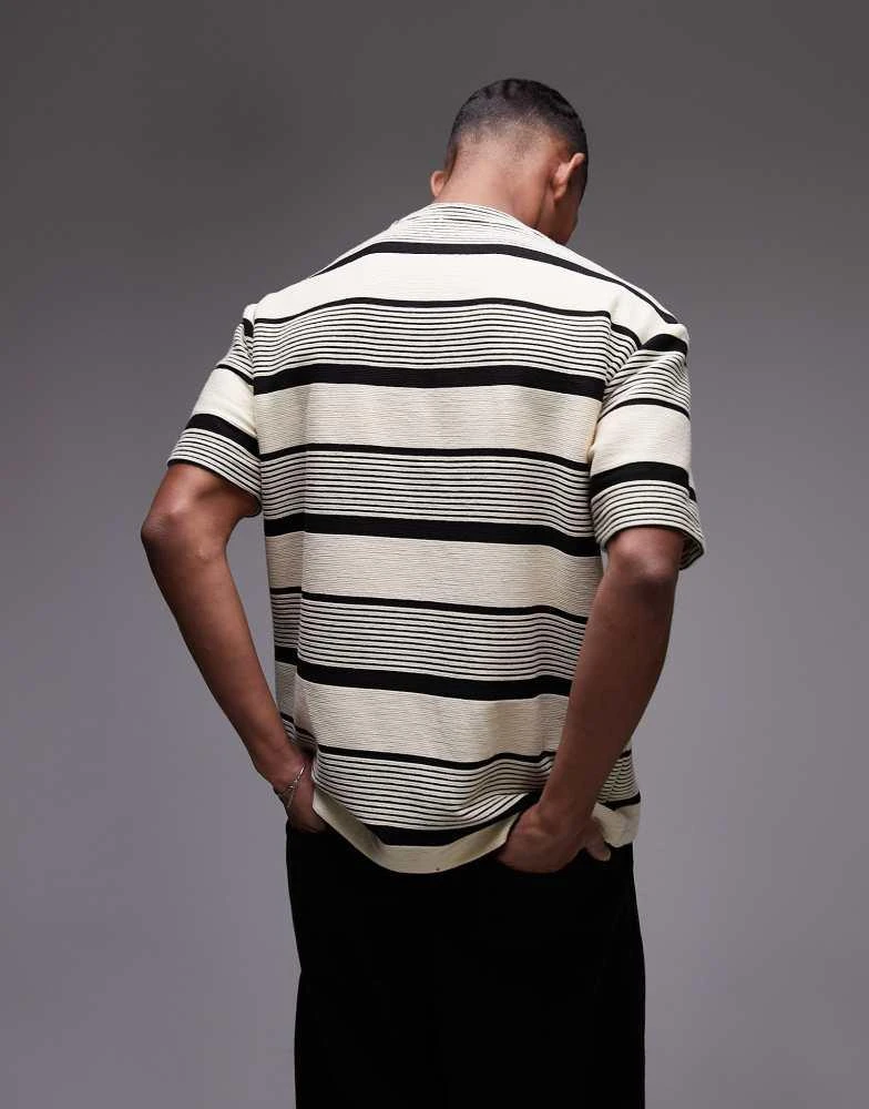 商品Topman|Topman premium oversized fit stripe t-shirt in ecru,价格¥313,第3张图片详细描述