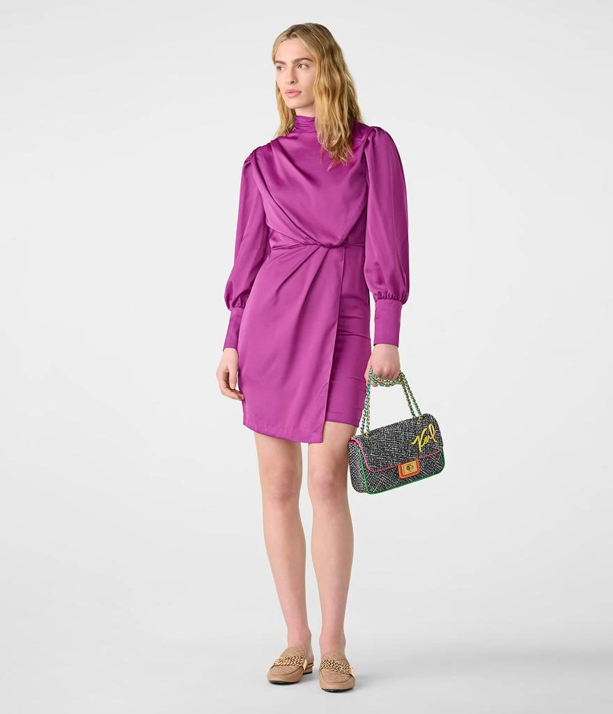 商品Karl Lagerfeld Paris|DRAPED MOCK NECK SATIN DRESS,价格¥449,第4张图片详细描述