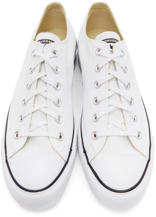 White Leather Chuck Taylor All Star Lift Low Sneakers商品第5张图片规格展示