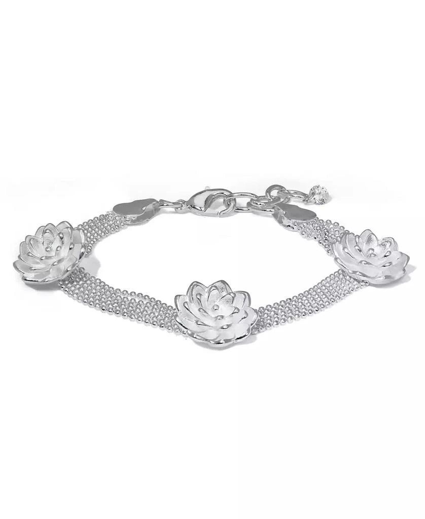 商品Macy's|Triple Rose Flower Bracelet in Silver Plate or 18k Gold Plated,价格¥188,第1张图片