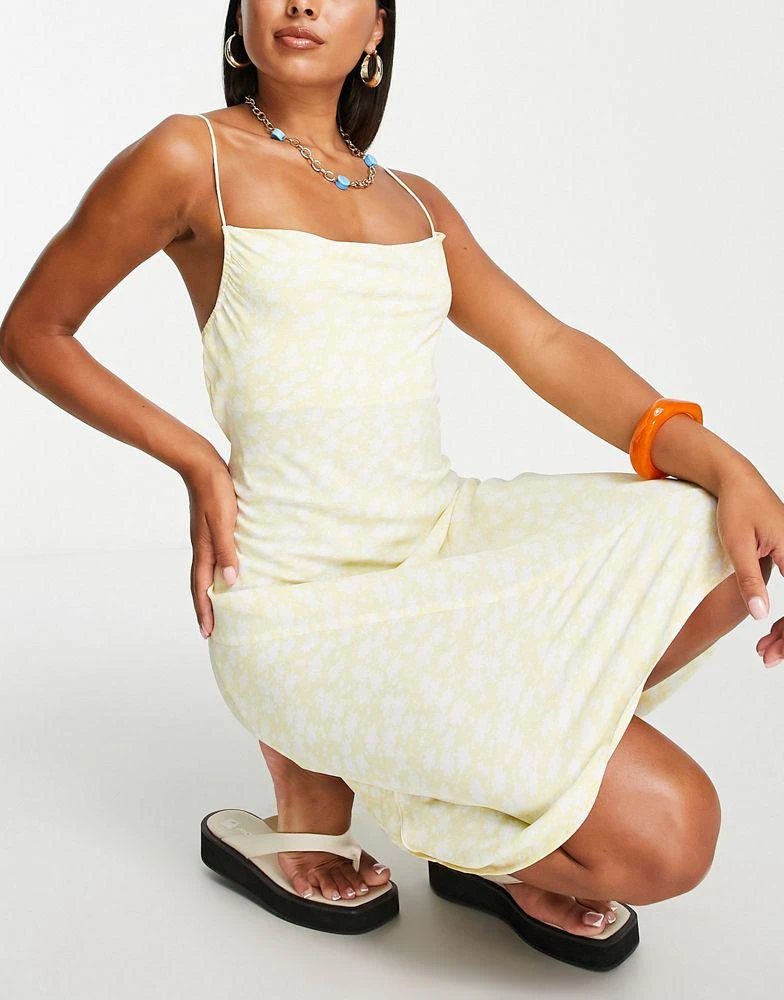商品RVCA|RVCA X Camille Rowe Phoebe beach slip summer midi dress in lemon ditsy print,价格¥298,第3张图片详细描述