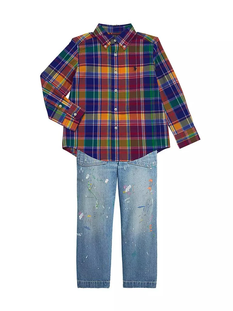 商品Ralph Lauren|Little Boy's & Boy's Plaid Button-Down Cotton Poplin Sport Shirt,价格¥402,第2张图片详细描述