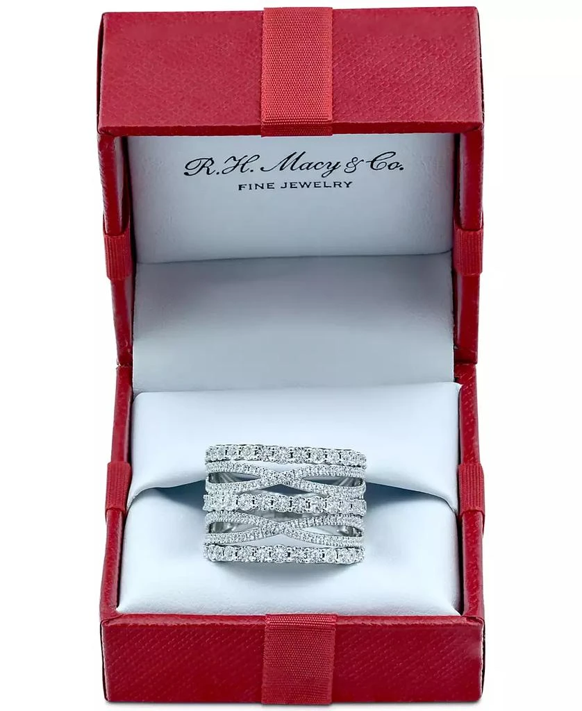 商品Macy's|Diamond Multi-Row Crossover Statement Ring (1 ct. t.w.) in Sterling Silver,价格¥2237,第2张图片详细描述