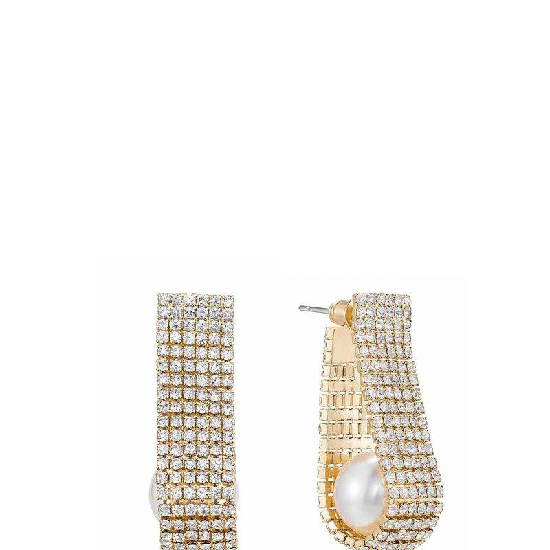 商品Ettika Jewelry|Swaddled Pearl Crystal Teardrop 18k Gold Plated Earrings,价格¥416,第1张图片