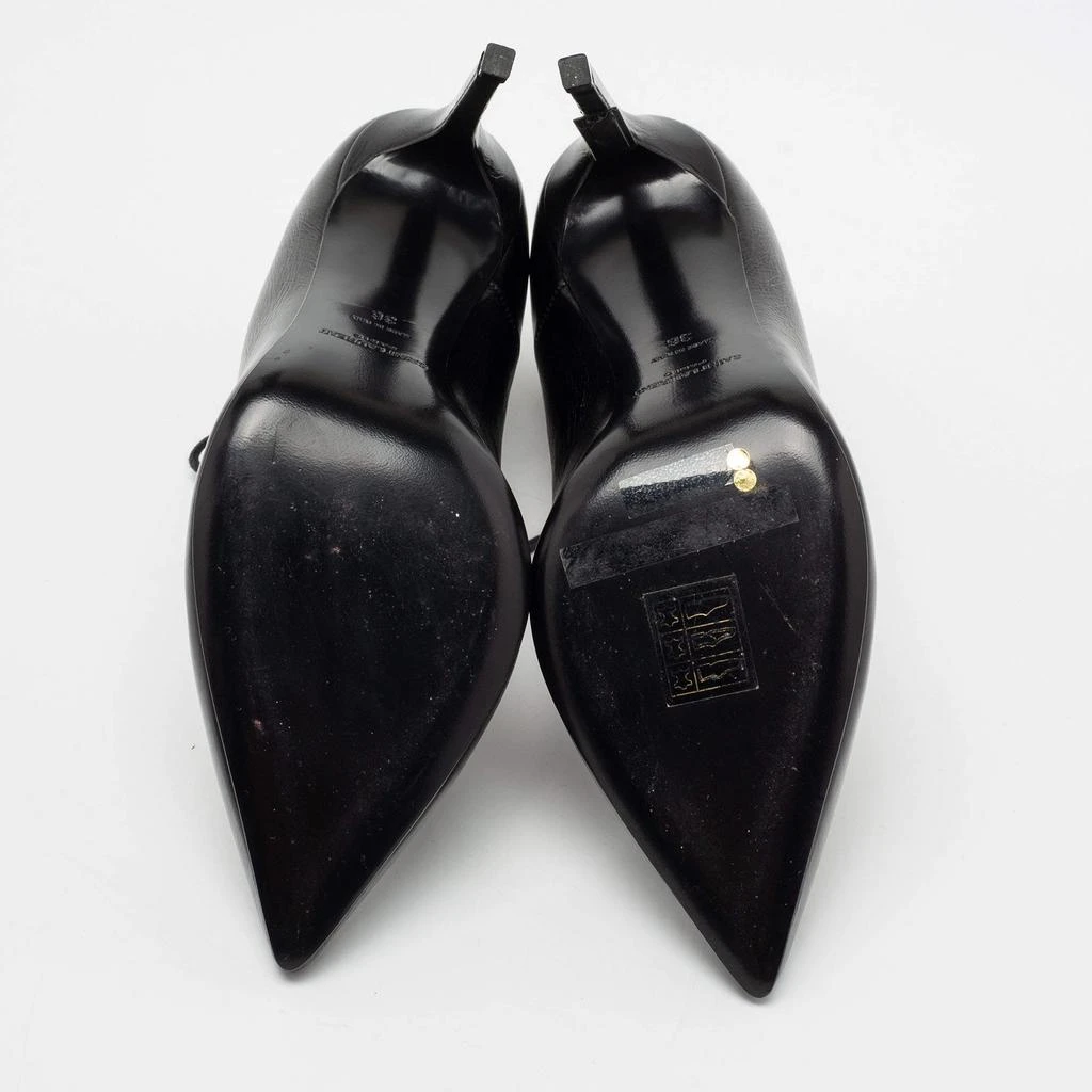 Saint Laurent Black Leather Thorn Lace Up Pointed Toe Pumps Size 36 商品