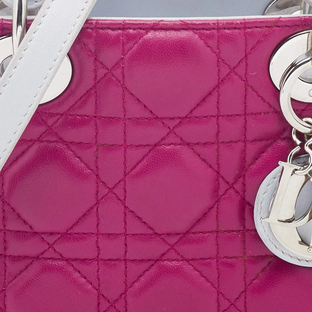 商品[二手商品] Dior|Dior Pink/Grey Cannage Leather Mini Lady Dior Tote,价格¥13463,第5张图片详细描述