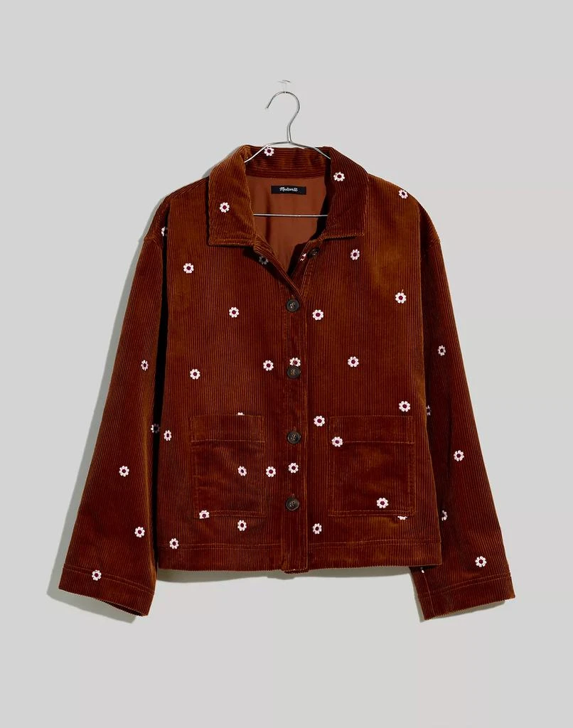 Embroidered Corduroy Crop Shirt-Jacket 商品