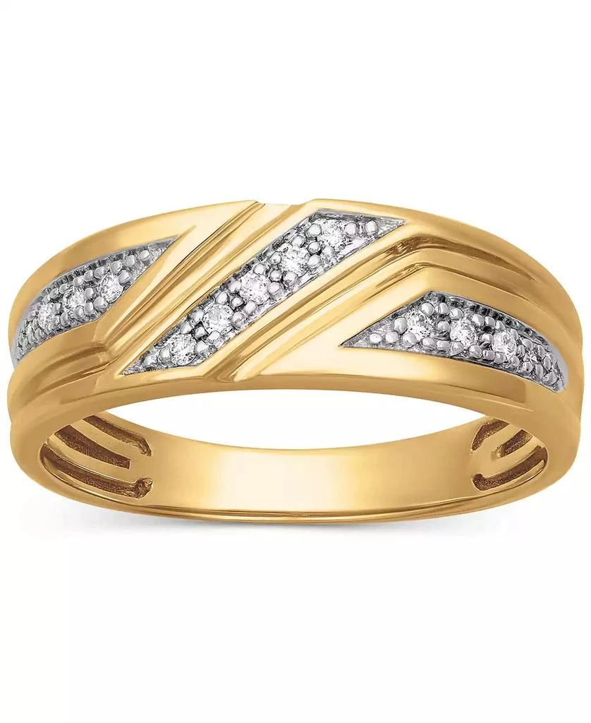 商品Macy's|Men's Diamond Three Station Wedding Band (1/10 ct. t.w.) in 14k Gold,价格¥5233,第3张图片详细描述