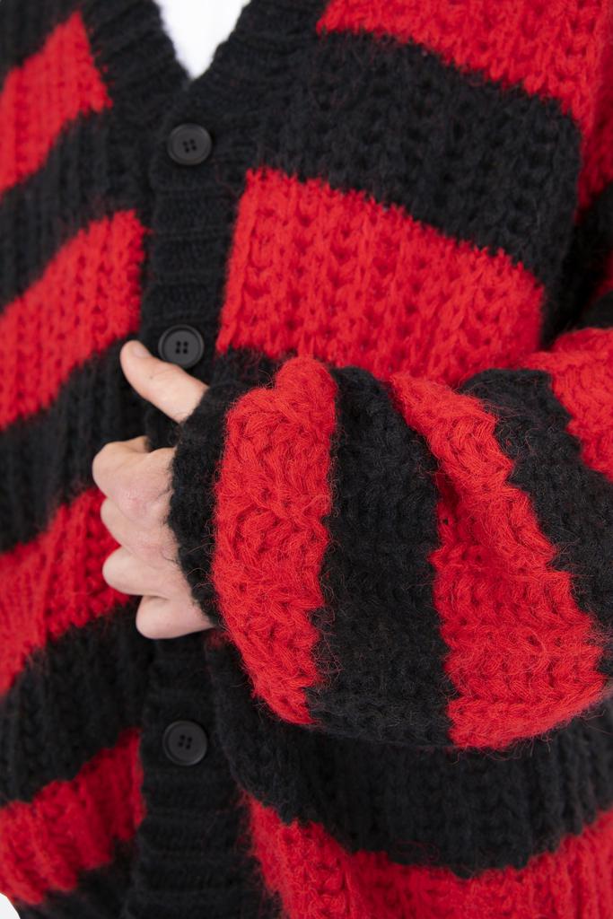 Big Stripe Cardigan - Black/Red商品第7张图片规格展示