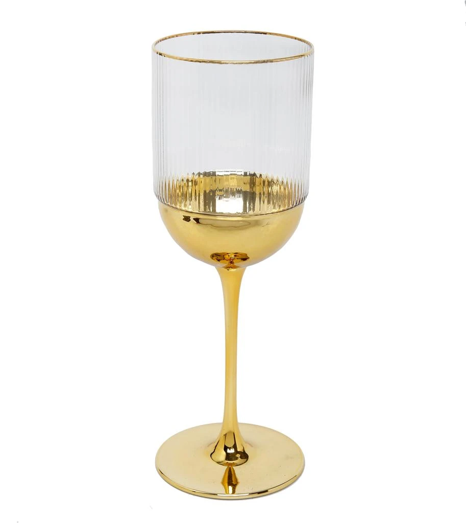 商品Classic Touch Decor|Set of 6 Wine Glasses with Gold Dipped Bottom - 2.75"D x 7.5"H,价格¥545,第1张图片