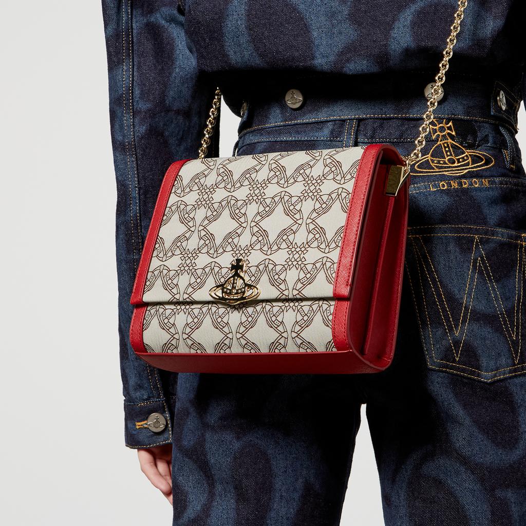 Vivienne Westwood Lucy Medium Jacquard and Faux Leather Bag商品第2张图片规格展示