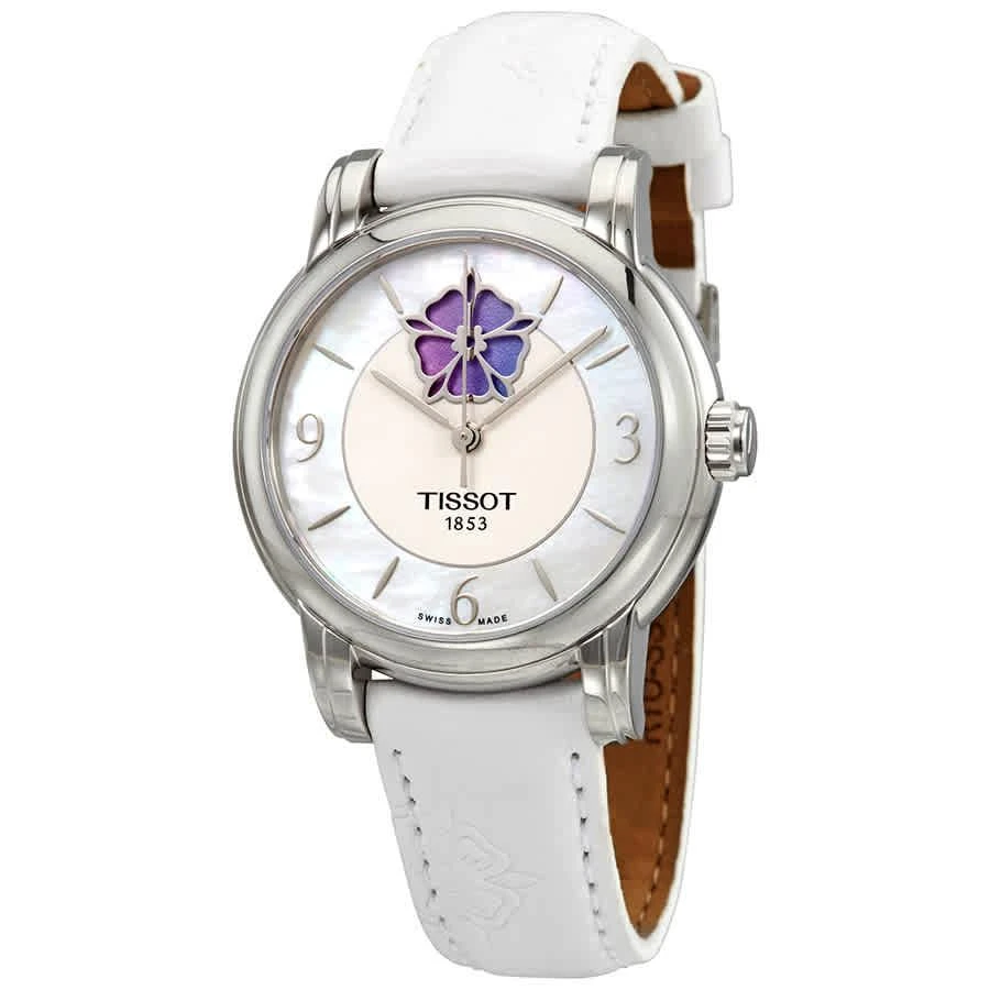 商品[国内直发] Tissot|（轻微瑕疵）心媛系列珍珠贝母渐变色花朵真皮表带腕表 T0502071711705,价格¥1552,第1张图片