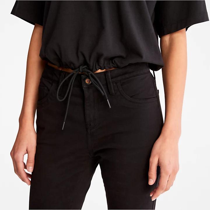 Cropped T-Shirt with Drawstring Hem for Women in Black商品第5张图片规格展示