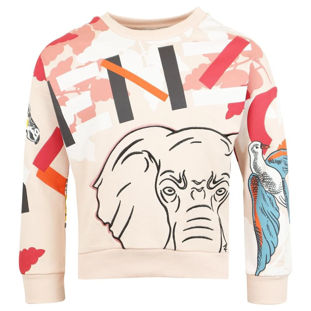 商品Kenzo|Pale Pink Girls Multi Iconics Sweatshirt,价格¥443,第1张图片