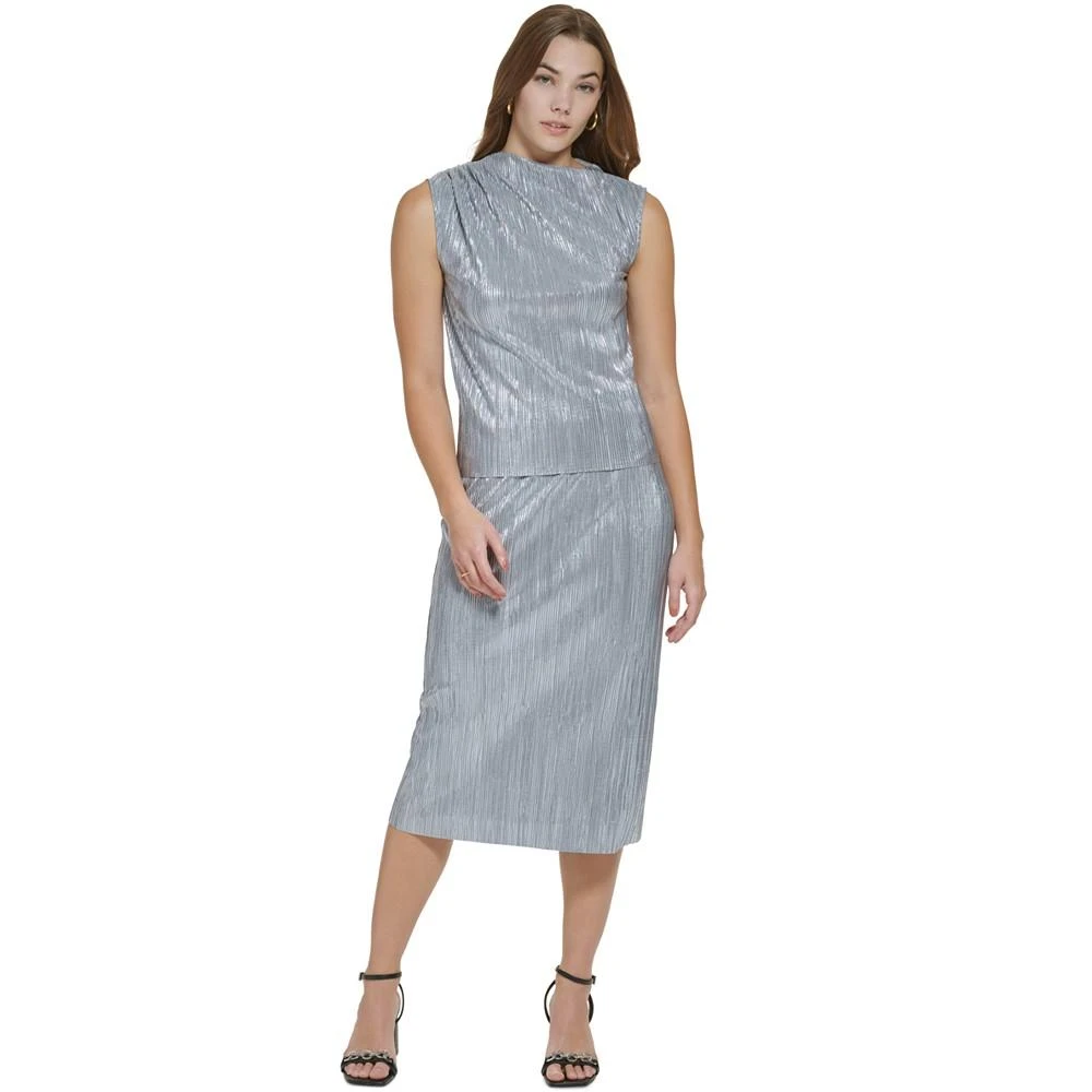 商品Calvin Klein|Women's Pleated Metallic Midi Skirt,价格¥205,第4张图片详细描述