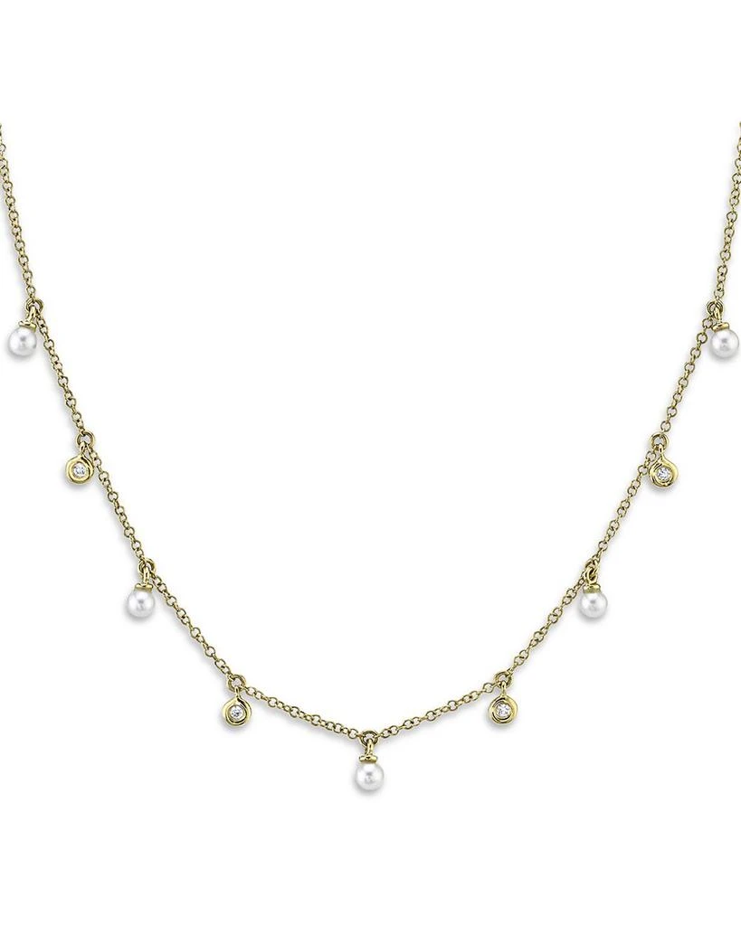 商品Moon & Meadow|14K Yellow Gold Jackie Cultured Freshwater Pearl & Diamond Bezel Collar Necklace, 18",价格¥3020,第1张图片