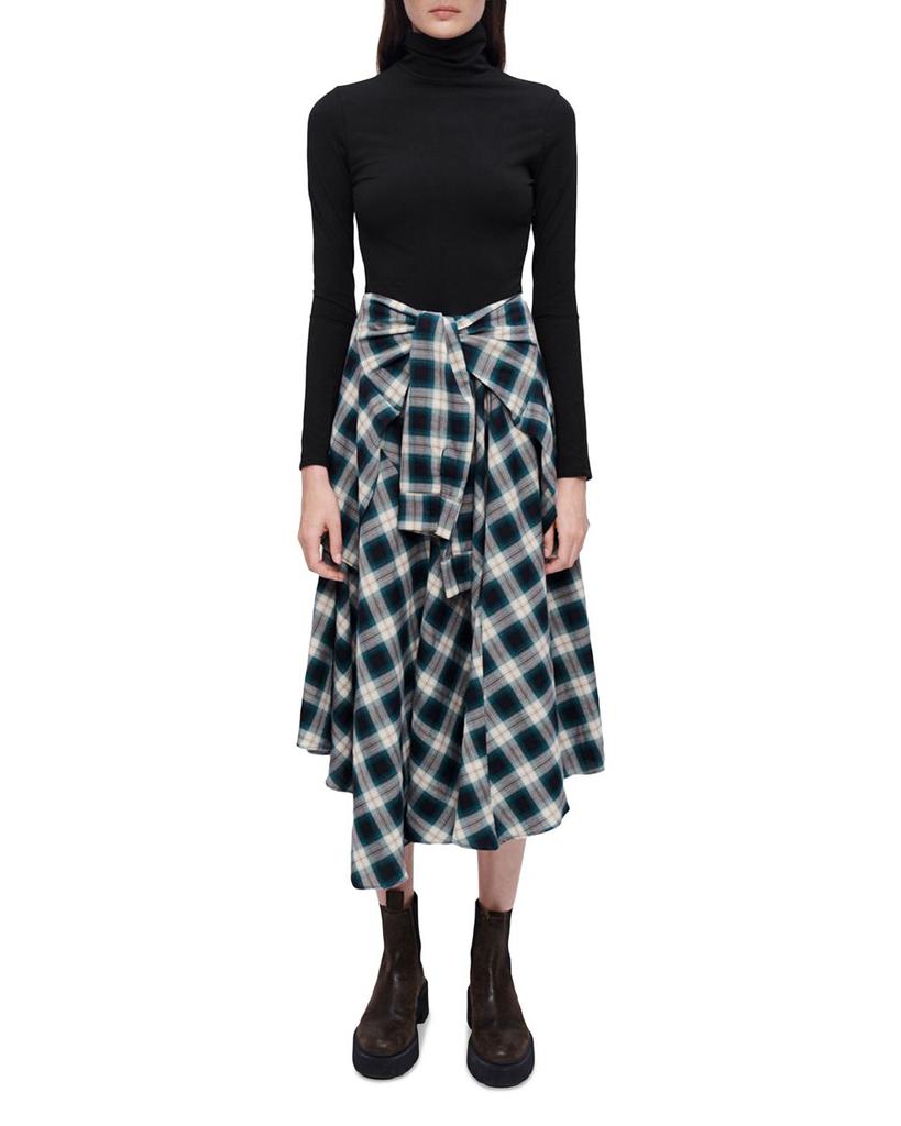 Raprisera Tie Front Flannel Dress商品第1张图片规格展示