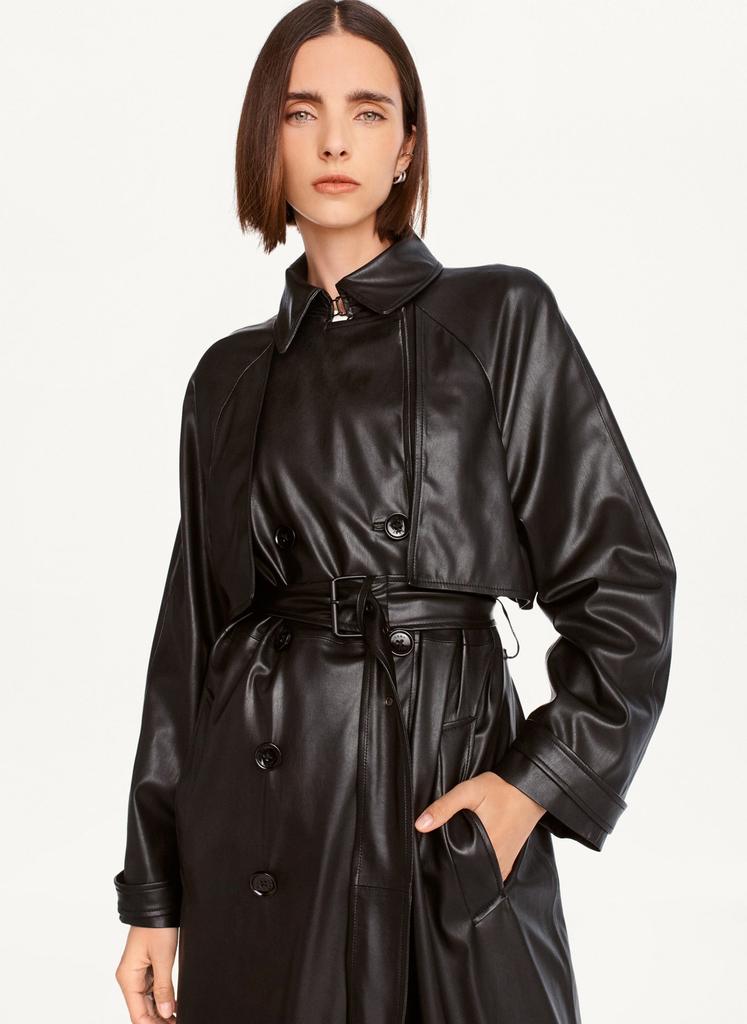 Faux Leather Trench Coat商品第3张图片规格展示