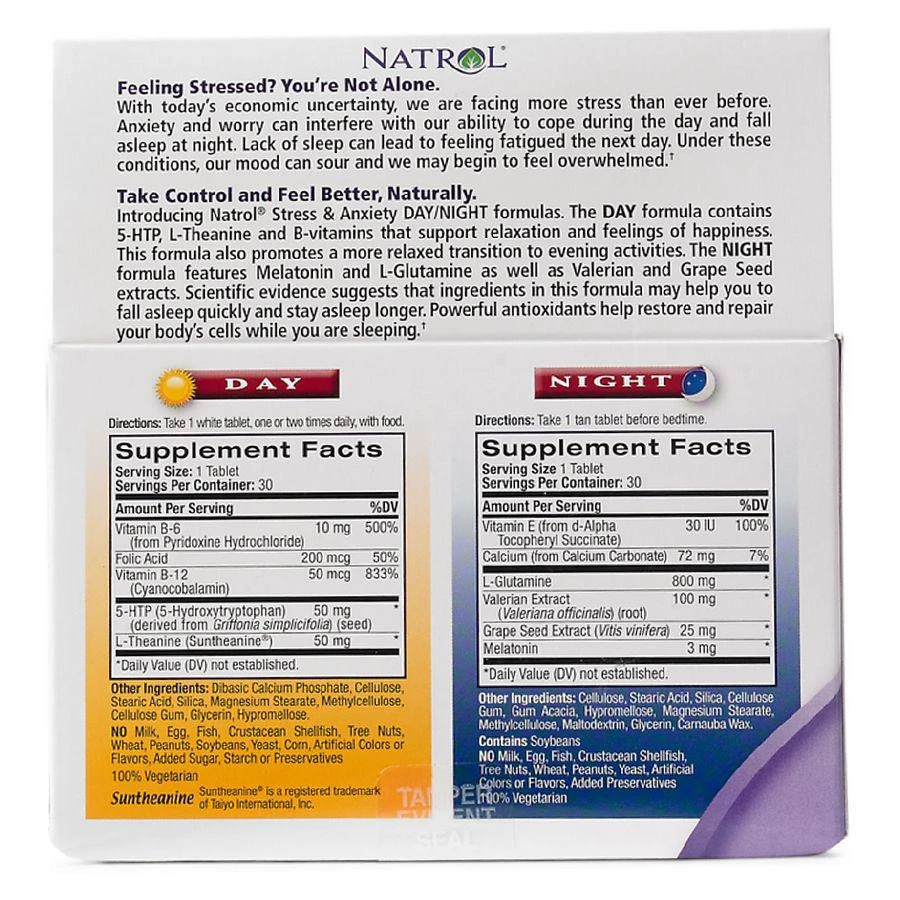 商品Natrol|Stress & Anxiety Day & Night Tablets,价格¥186,第2张图片详细描述