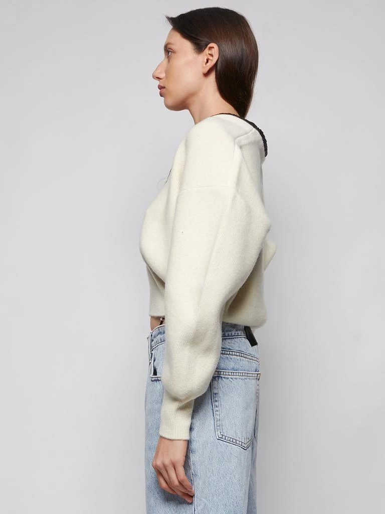 商品Alexander Wang|Scoop Neck Pullover With Ruched Leather Neckline,价格¥2386,第4张图片详细描述