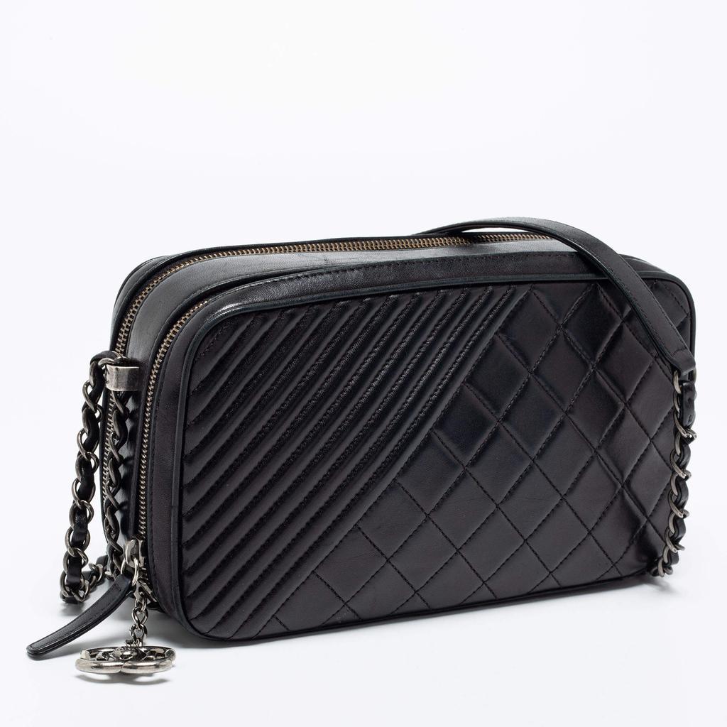 商品[二手商品] Chanel|Chanel Black Quilted Leather Coco Boy Camera Case Bag,价格¥13663,第5张图片详细描述