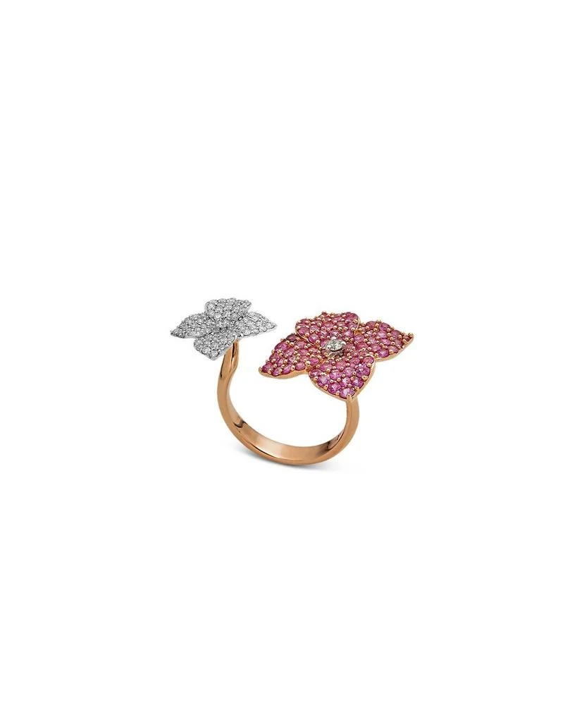 18K Rose Gold Double Fiore Ring with Pink Sapphires and Diamonds 商品