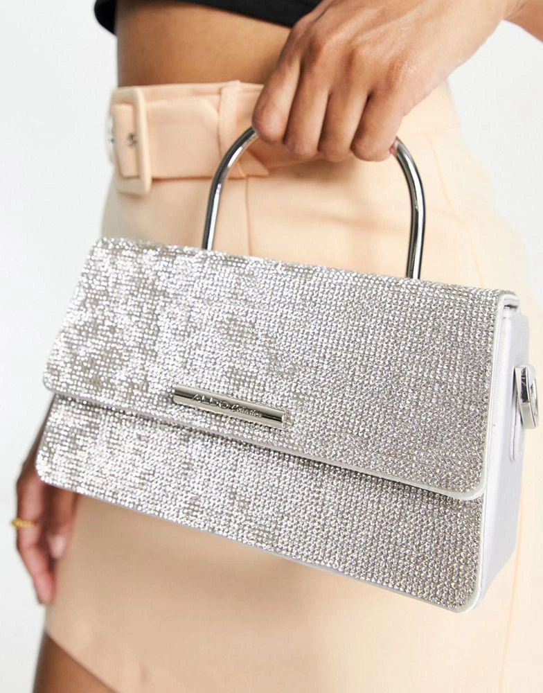 商品ALDO|ALDO Frellan cross body bag with top handle in silver diamante,价格¥592,第4张图片详细描述