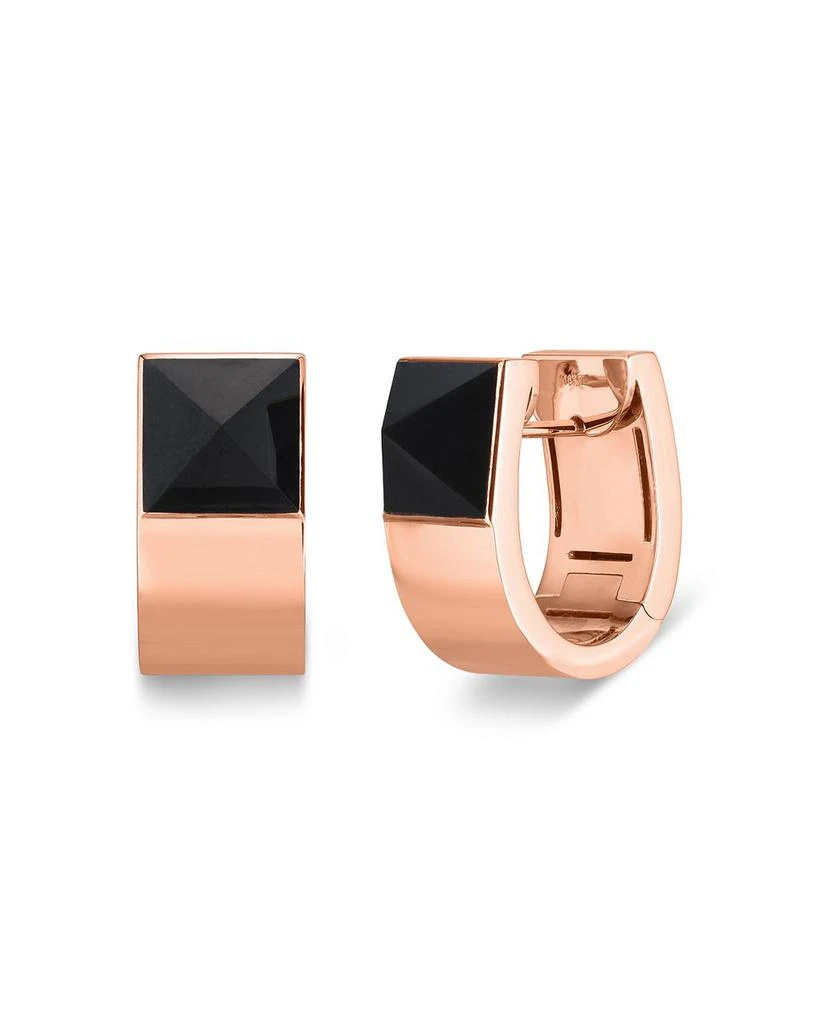 商品Roberto Coin|18K Rose Gold Sauvage Black Jade Huggie Hoop Earrings,价格¥12109,第1张图片详细描述
