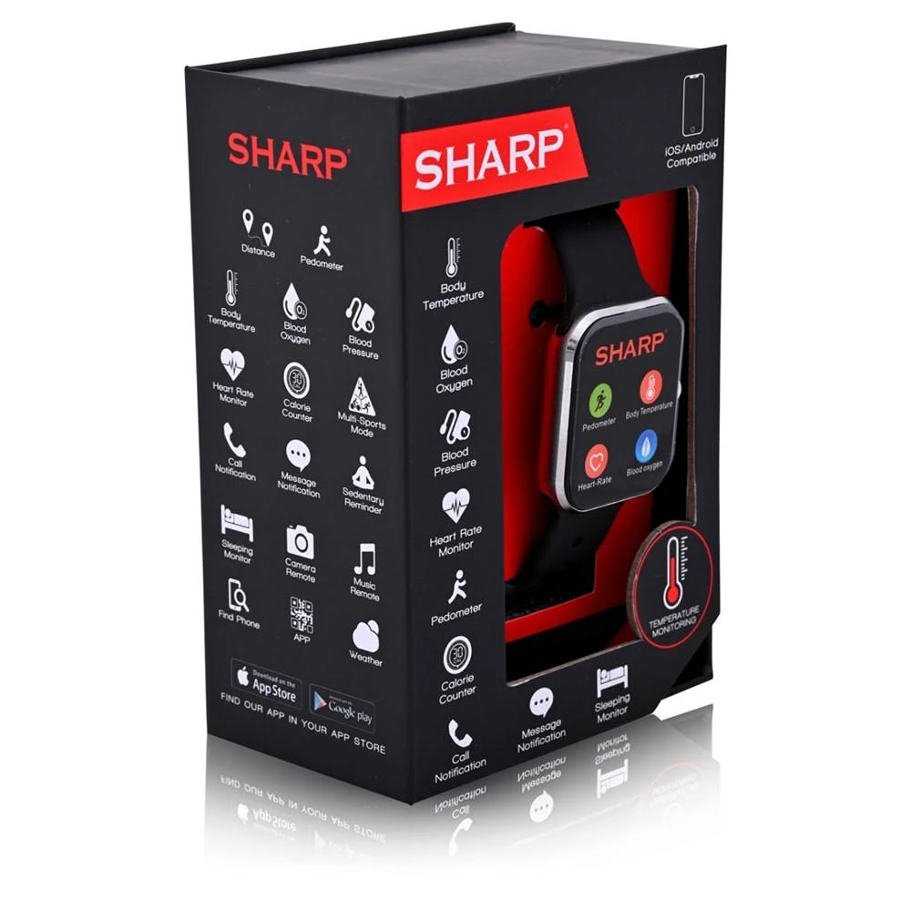 商品SHARP|Unisex Black Silicone Smart Watch 38mm,价格¥281,第3张图片详细描述