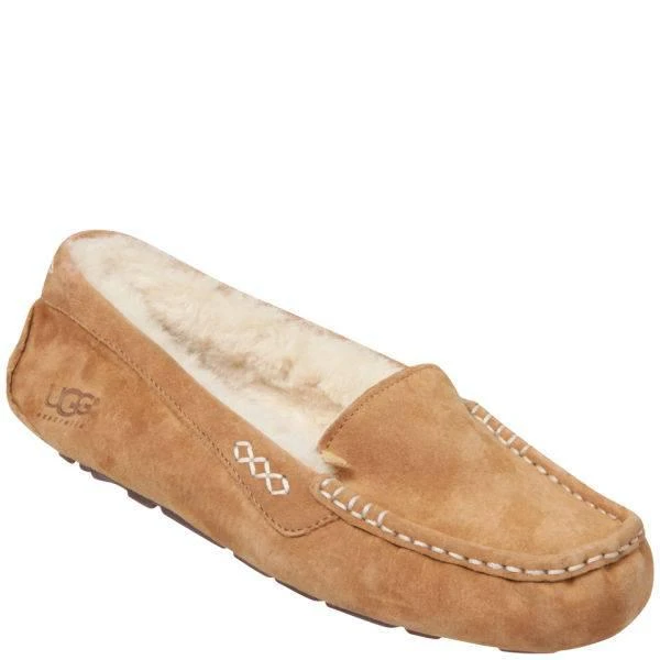 商品UGG|UGG Women's Ansley Moccasin Suede Slippers - Chestnut,价格¥842,第3张图片详细描述