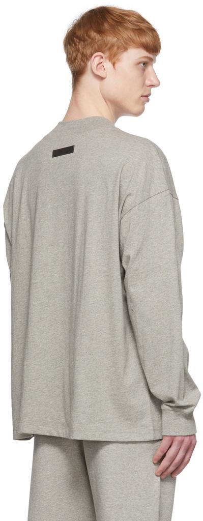 Gray Cotton Long Sleeve T-Shirt商品第3张图片规格展示