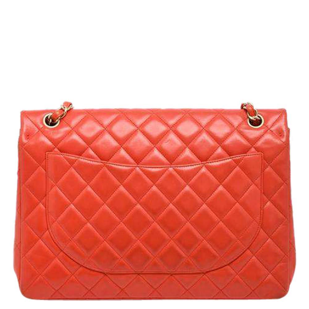 商品[二手商品] Chanel|Chanel Coral Quilted Leather Jumbo Classic Flap Bag,价格¥27414,第5张图片详细描述