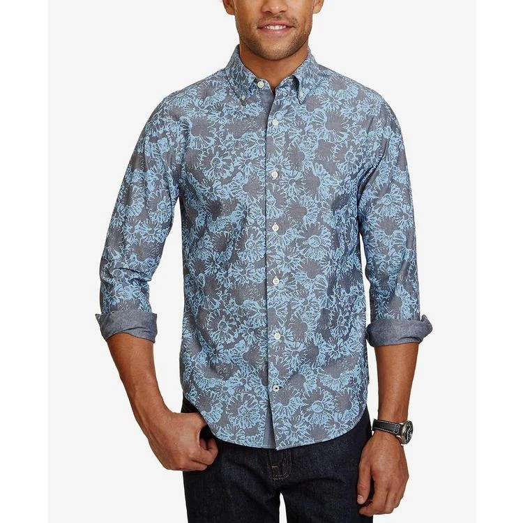 商品Nautica|Men's Chambray Floral Long-Sleeve Shirt,价格¥135,第1张图片