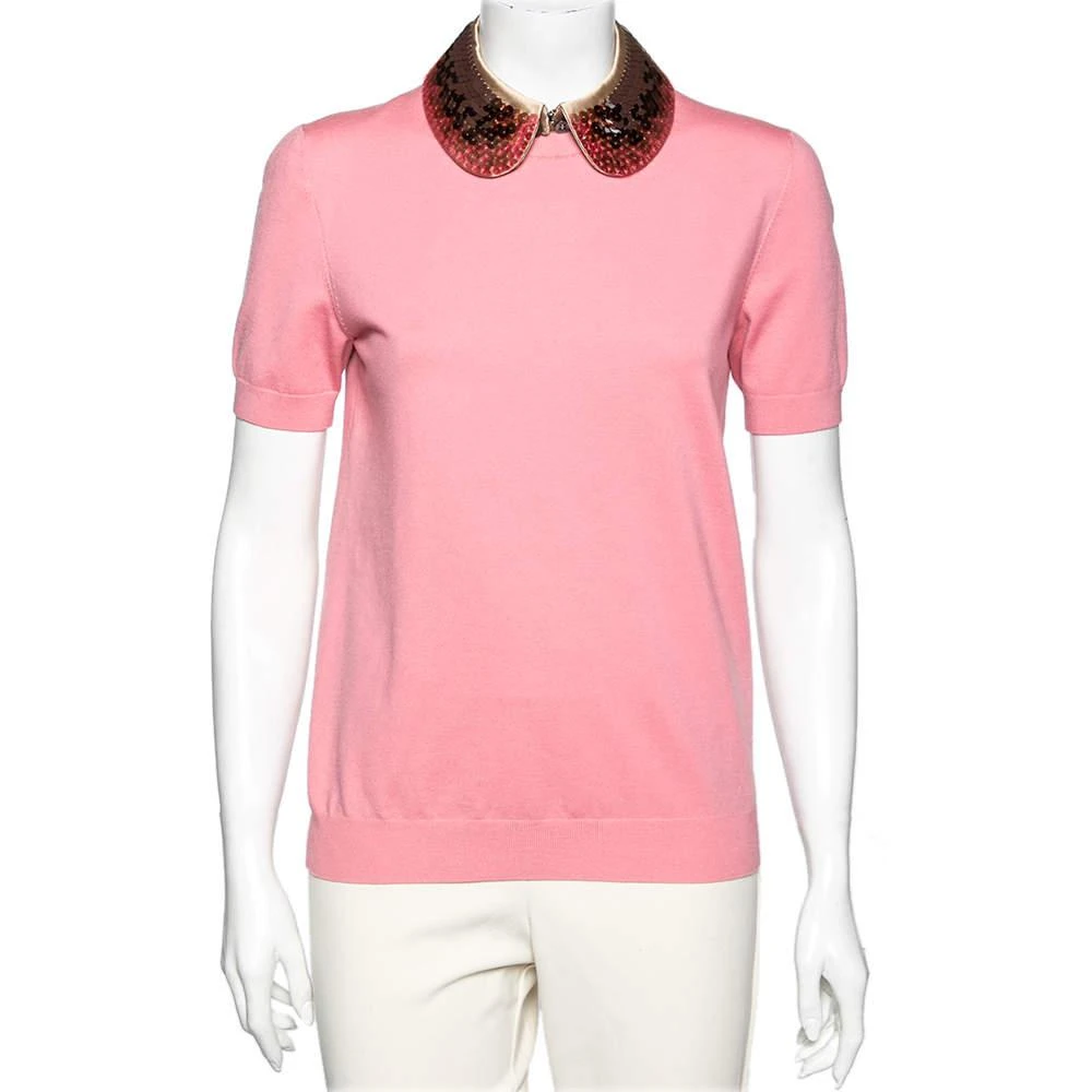 商品[二手商品] Louis Vuitton|Louis Vuitton Pink Wool Embellished Collar Detailed Top S,价格¥975,第1张图片