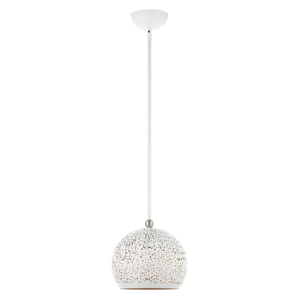 商品Livex Lighting|One Light White with Brushed Nickel Accents Pendant,价格¥1337,第2张图片详细描述