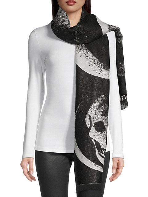 Wool-Blend Eclipsed Skull Scarf商品第1张图片规格展示