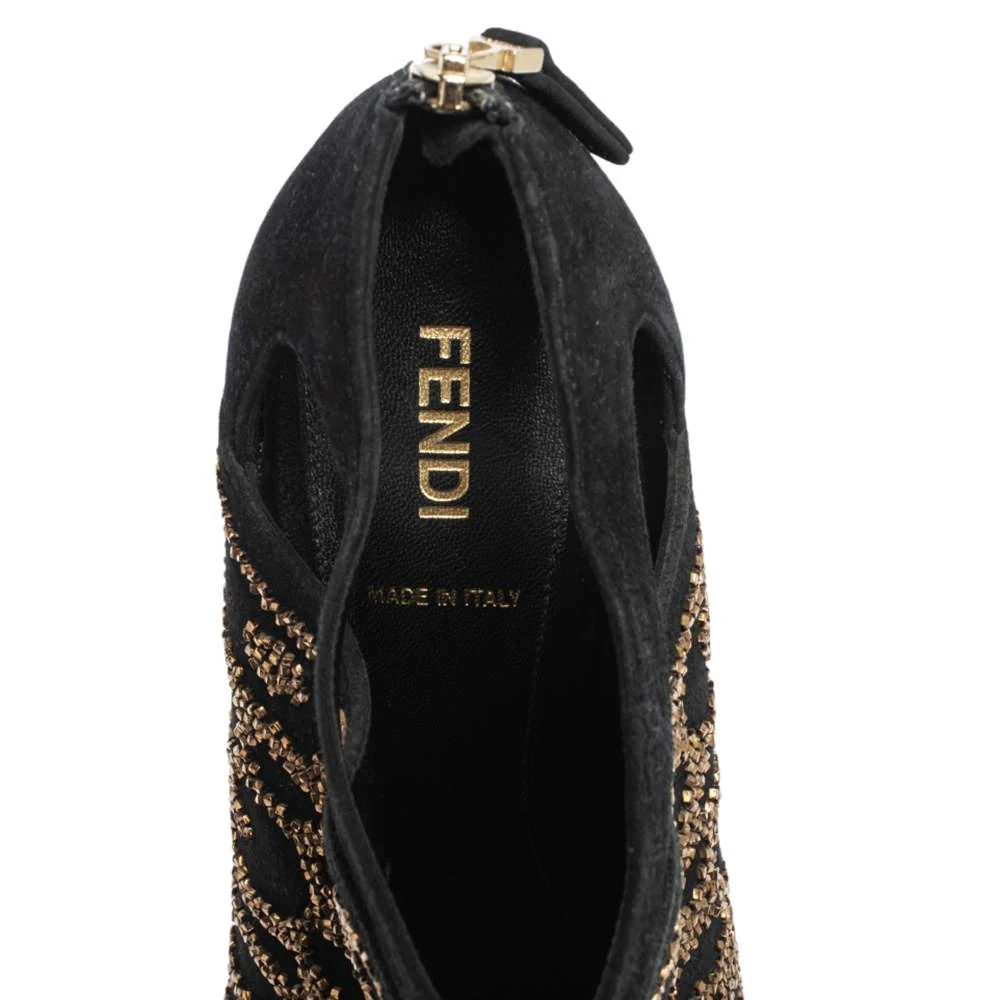 Fendi Black Suede Crystal Embellished Platform Ankle Booties Size 38.5 商品