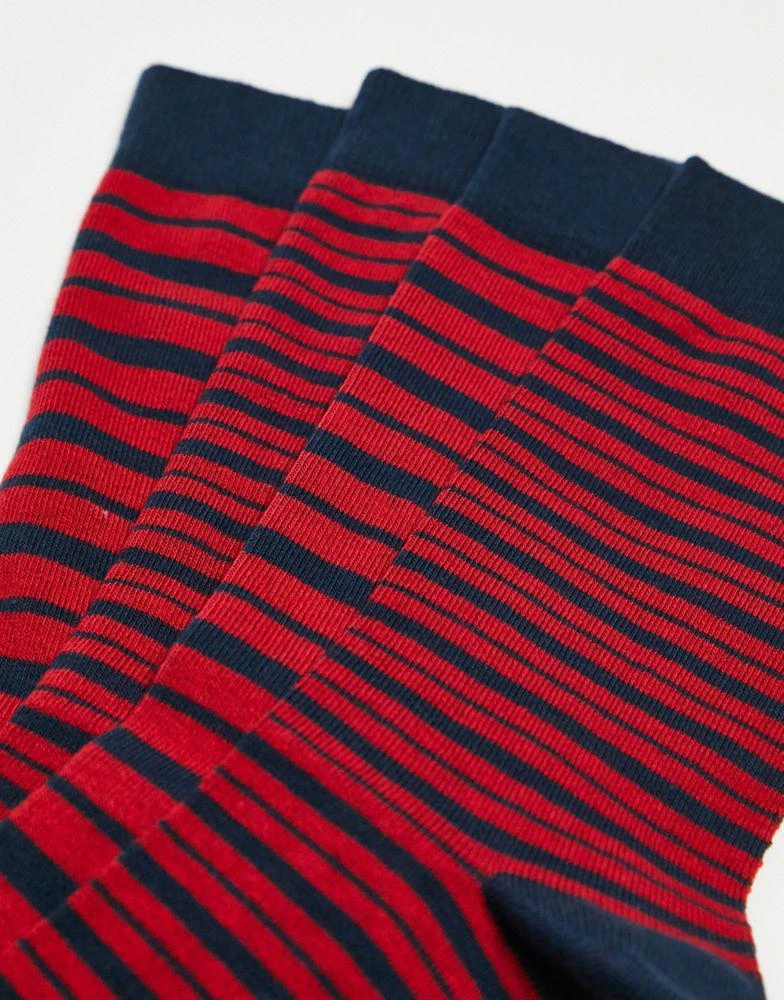 商品ASOS|ASOS DESIGN 2 pack ankle socks in red stripes,价格¥58,第2张图片详细描述