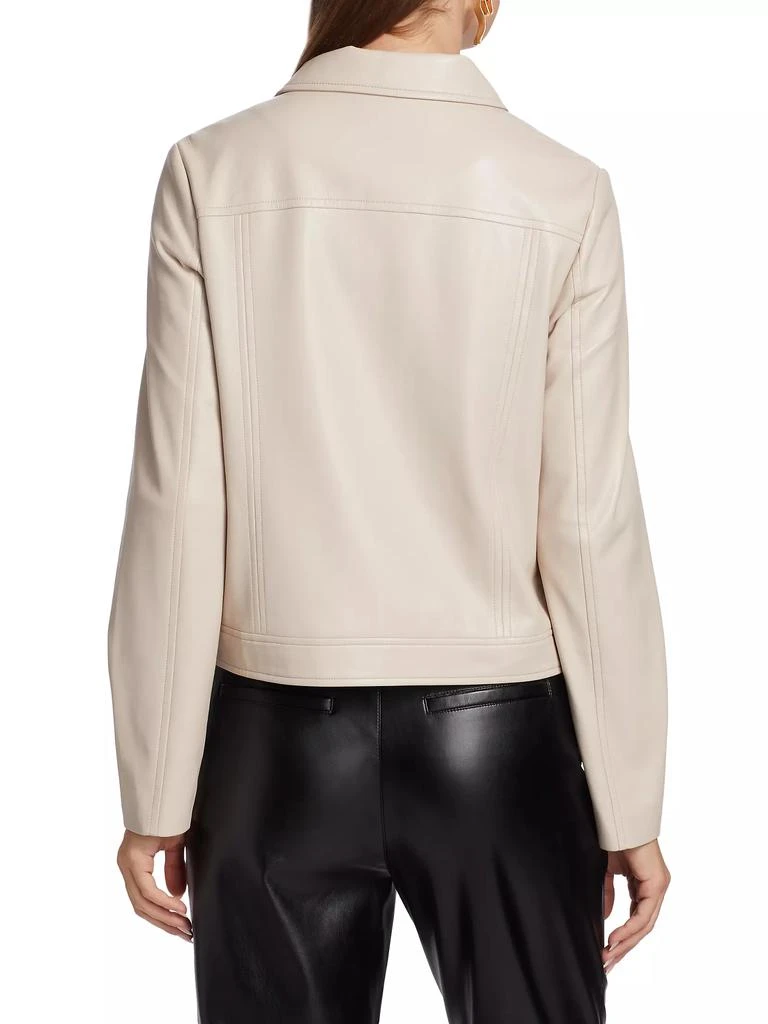 商品Tahari|Zinc Vegan Leather Zip Up Jacket,价格¥2072,第5张图片详细描述