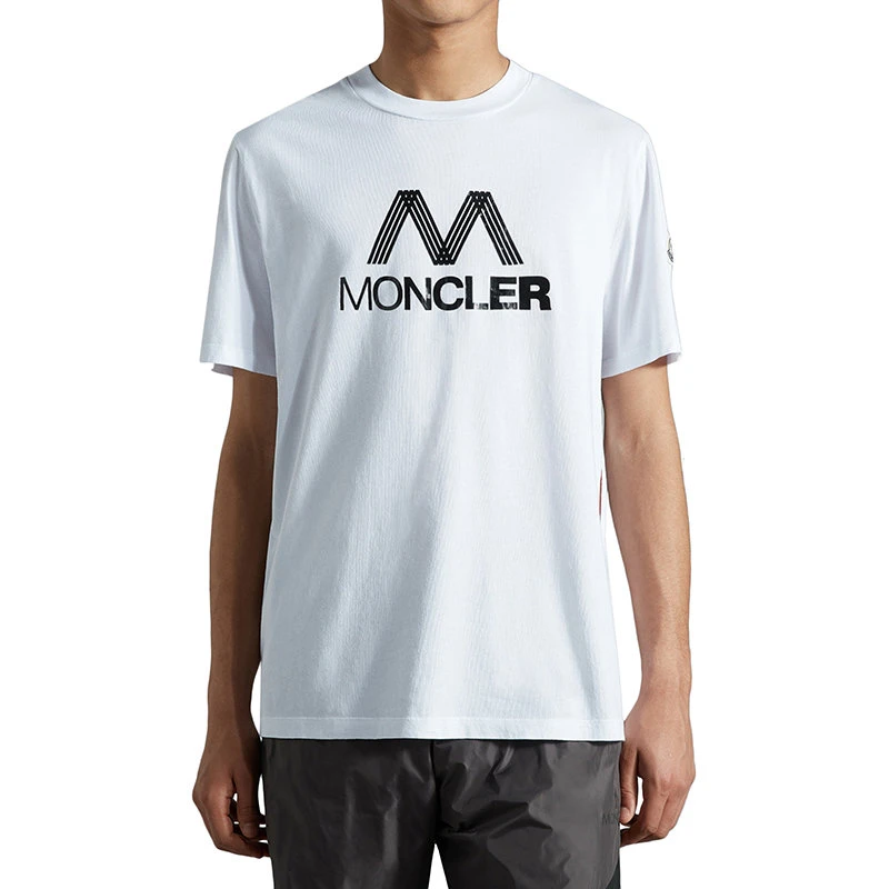 【预售3-7天】Moncler/蒙克莱 22年秋冬新款 男士光学白色纯棉同色系徽标水印印纹短袖T恤H10918C00038829H8001 商品