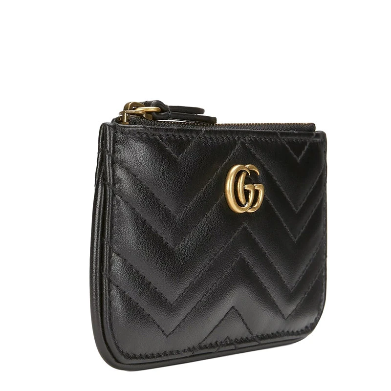 商品Gucci|【预售3-7天】GUCCI/古驰 21秋冬GG Marmont系列 女士黑色V型绗缝皮革复古金饰双G钥匙包‎671773DTDHT1000,价格¥3065,第5张图片详细描述