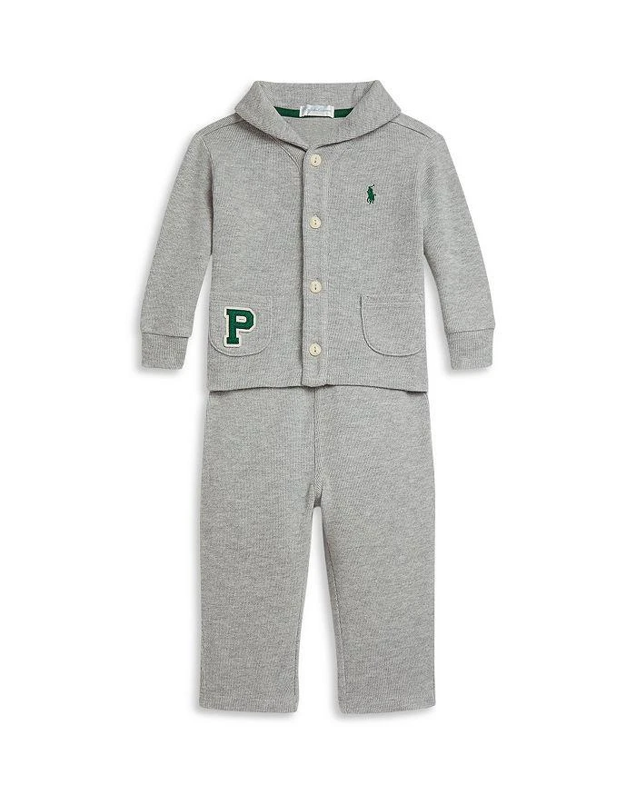 商品Ralph Lauren|Polo Boys' Estate Rib Letter Jacket & Pant Set - Baby,价格¥510,第1张图片