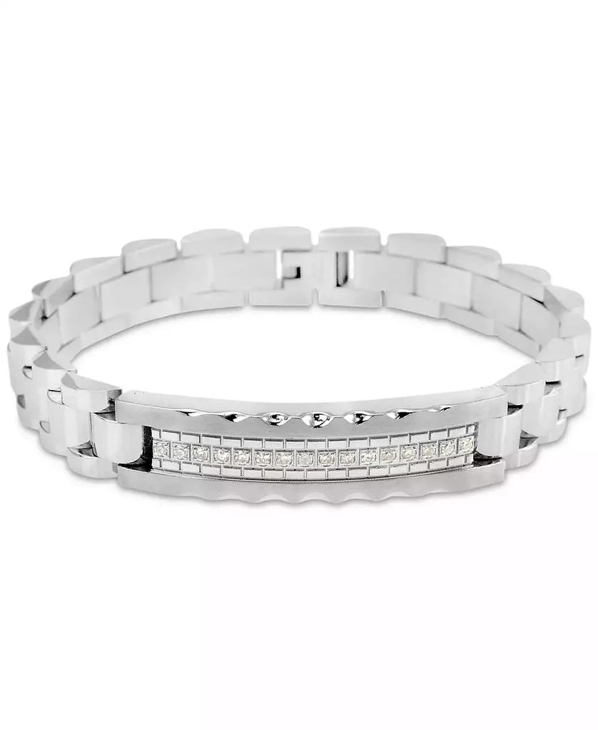 商品Macy's|Men's Diamond (1/5 ct. t.w.) ID Bracelet in Stainless Steel,价格¥973,第2张图片详细描述