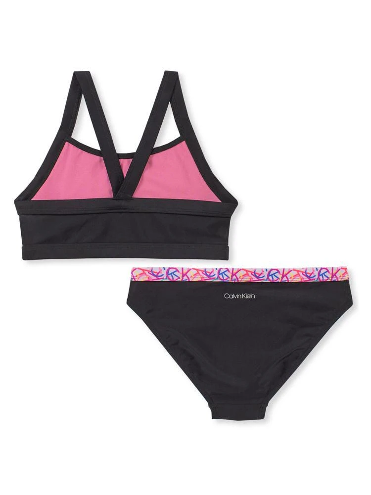 商品Calvin Klein|Girl's 2-Piece Graphic Bikini Set,价格¥84,第3张图片详细描述